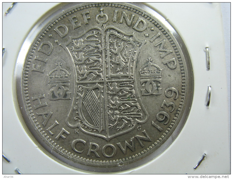 UK GREAT BRITAIN ENGLAND 1/2 HALF CROWN  1939  SILVER 500 LOT 26 NUM 18 - K. 1/2 Crown