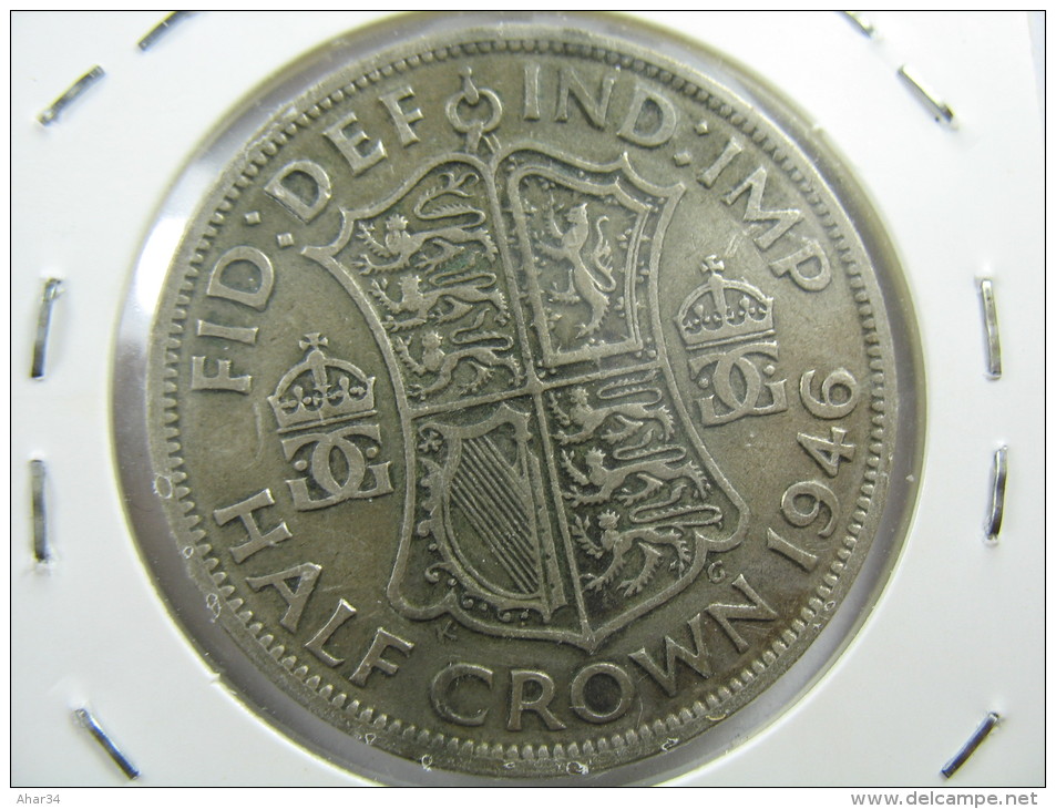 UK GREAT BRITAIN ENGLAND 1/2 HALF CROWN  1946  SILVER 500 LOT 26 NUM 21 - K. 1/2 Crown