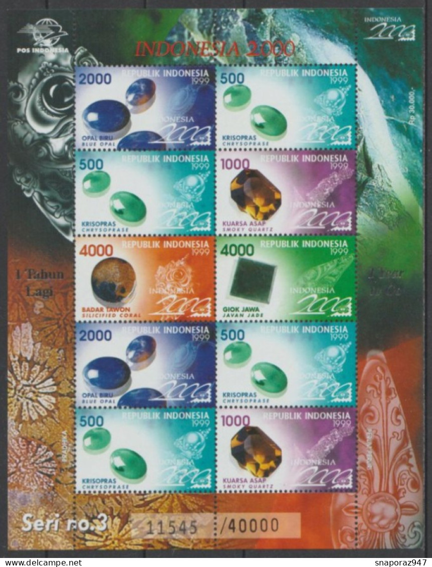 1999 Indonesia Minerali Minerals Gemme Gems Set MNH** R20 - Minerals