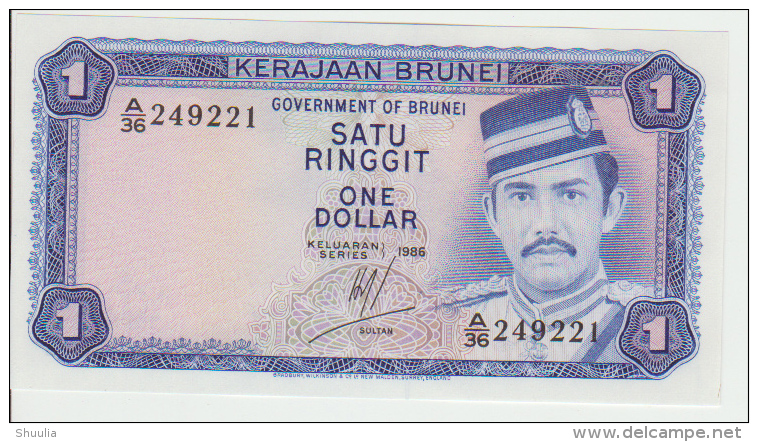 Brunei 1 Dollars 1986 Pick 6c UNC - Brunei