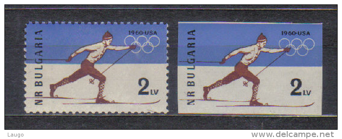 Bulgaria Mi 1153-1154 Winter Olympics , Skiing Perf + Imperf 1960    MNH - Winter 1960: Squaw Valley