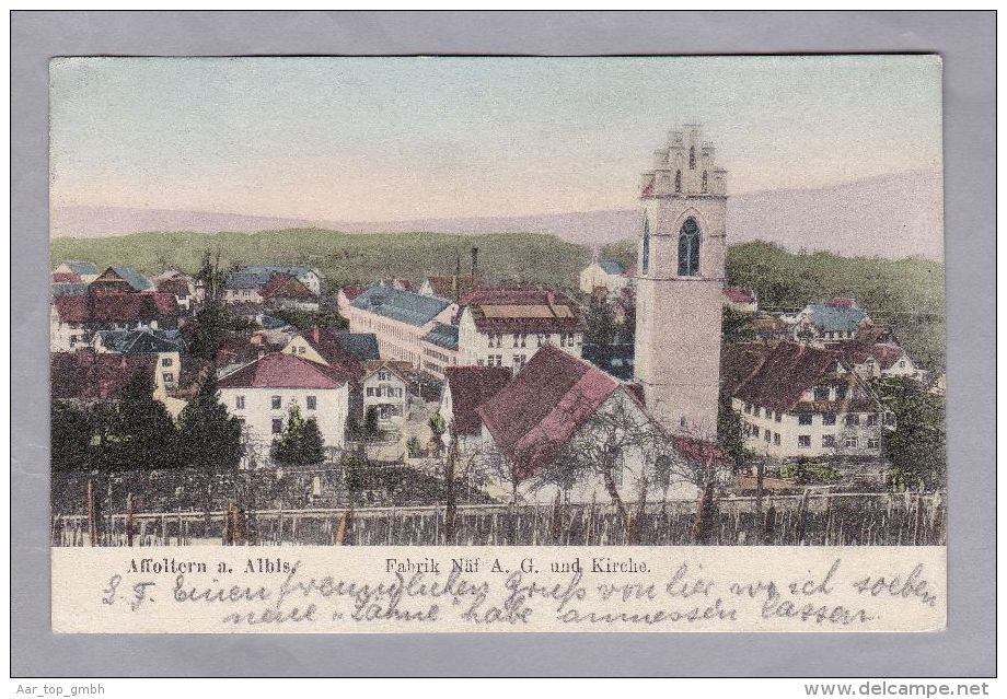 ZH Affoltern A. Albis1906.VII.9. Affoltern   Fabrik Näf AG Und Kirche Foto Wollenweider - Affoltern