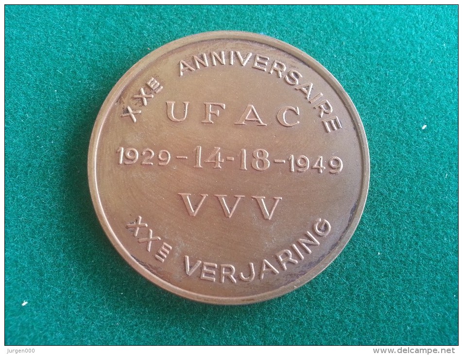 20e Verjaardag UFAC 14-18 VVV, 1929-1949, (Bremaecker), 32 Gram (medailles0968) - Adel