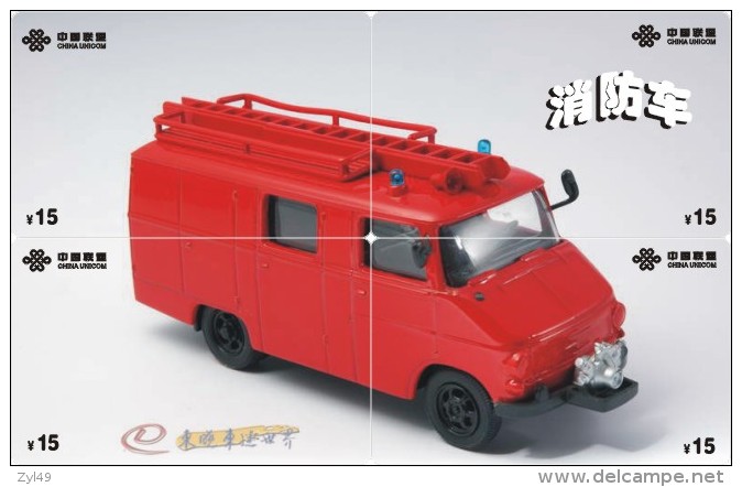 A04387 China Phone Cards Fire Engine Puzzle 76pcs - Brandweer