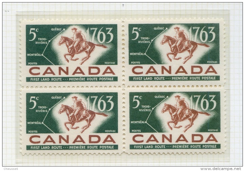 Canada  **    N° 336 - Bicentenaire Des Postes  - Bloc De 4  . - Unused Stamps