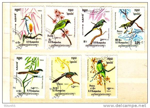 R.P. KAMPUCHEA 1984  BIRDS    7v.- Used - Kampuchea