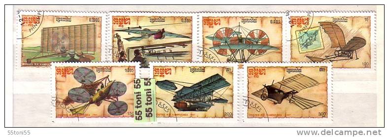 Kampuchea 1987 History Of Airships    7v.- Used (O) - Kampuchea