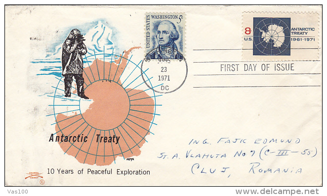 ANTARCTIC TREATY, EXPLORER, COVER FDC, 1971, USA - Traité Sur L'Antarctique