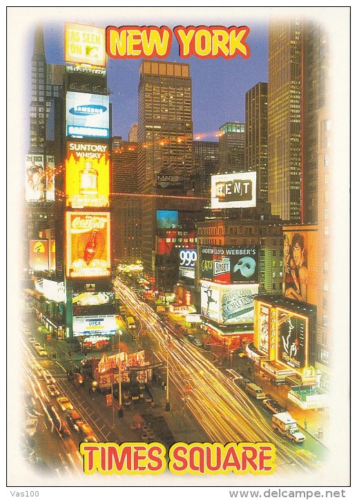 CPA NEW YORK CITY- TIMES SQUARE, PANORAMA BY NIGHT - Time Square