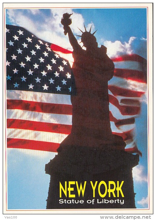 CPA NEW YORK CITY- STATUE OF LIBERTY, FLAG - Vrijheidsbeeld