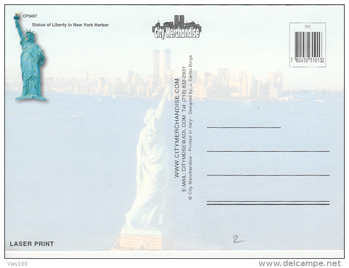 CPA NEW YORK CITY- STATUE OF LIBERTY, FLAG - Statue Of Liberty