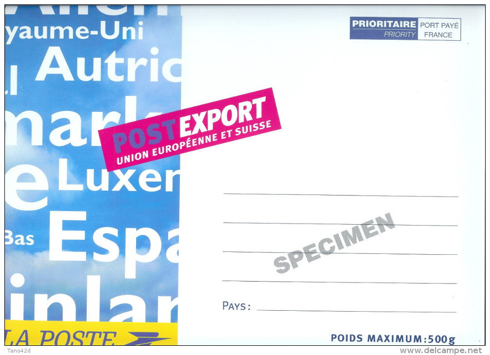 PRET A POSTER POSTEXPORT  500g SURCHARGE "SPECIMEN" - Specimen