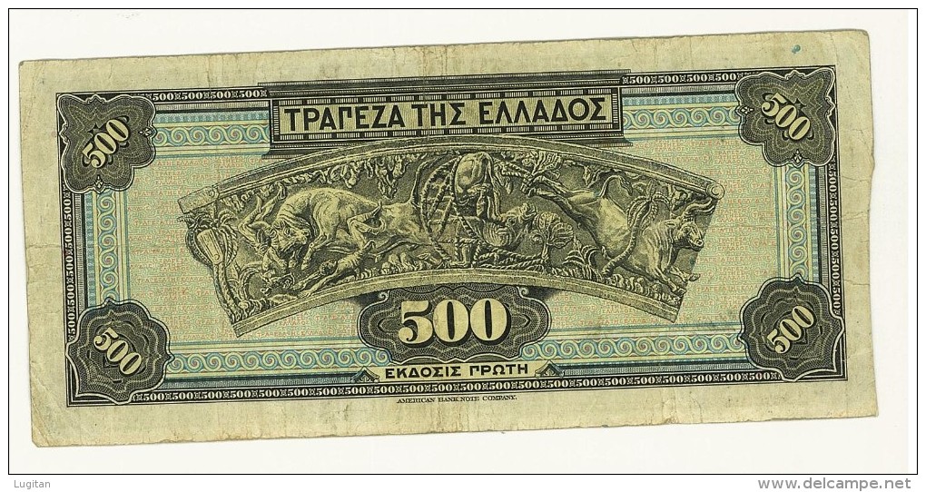 GRECIA - BANCONOTA GRECIA 500 DRACME ATHENA 01.10.1932 AMERICA BANKNOTE COMPANY - Greece