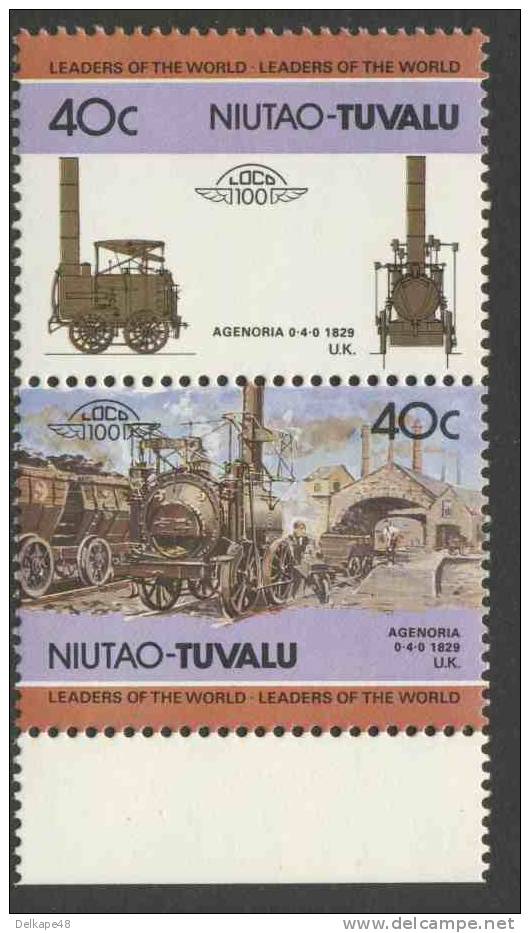 Tuvalu Niutao 1984 Mi 15-16 ** Lokomotive Agenoria 0-4-0 (1829) - United Kingdom (U.K.) - Trenes