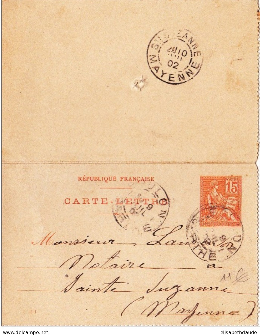 1902 - CARTE-LETTRE ENTIER TYPE MOUCHON De BRULON (SARTHE) - DATE 211 - Kaartbrieven