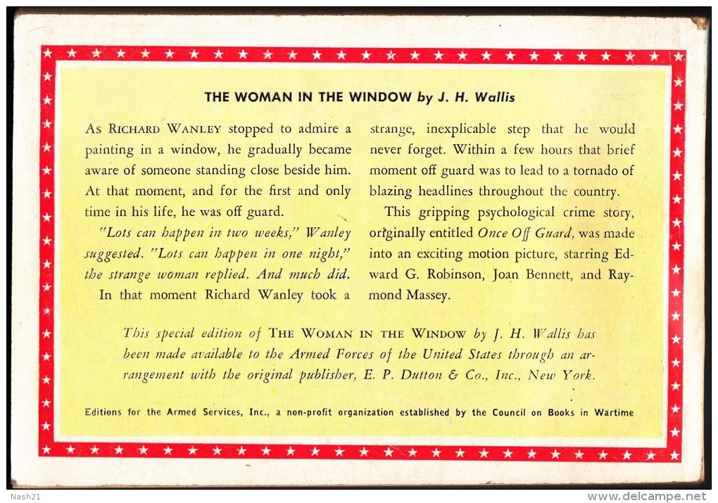 The Woman In The Window -  Editions Du Service Des Armées U.S - 320 Pages - Forces Armées Américaines