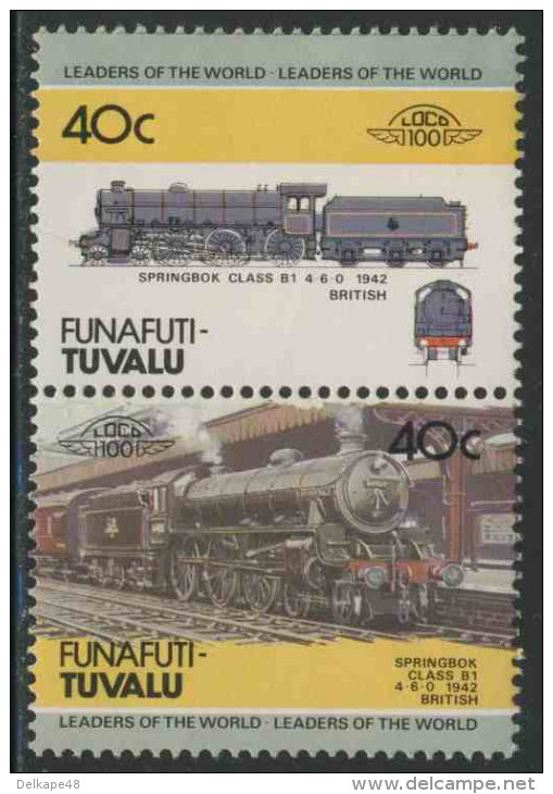 Tuvalu Funafuti 1984 Mi 7-8 ** Locomotive “Springbok” Class B1 4-6-0 (1942) Great Britain / Lokomotive - Treinen