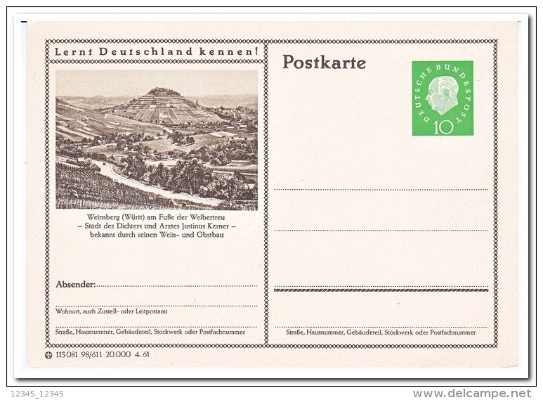 Duitsland, Postcard Unused Weinsberg - Postcards - Mint