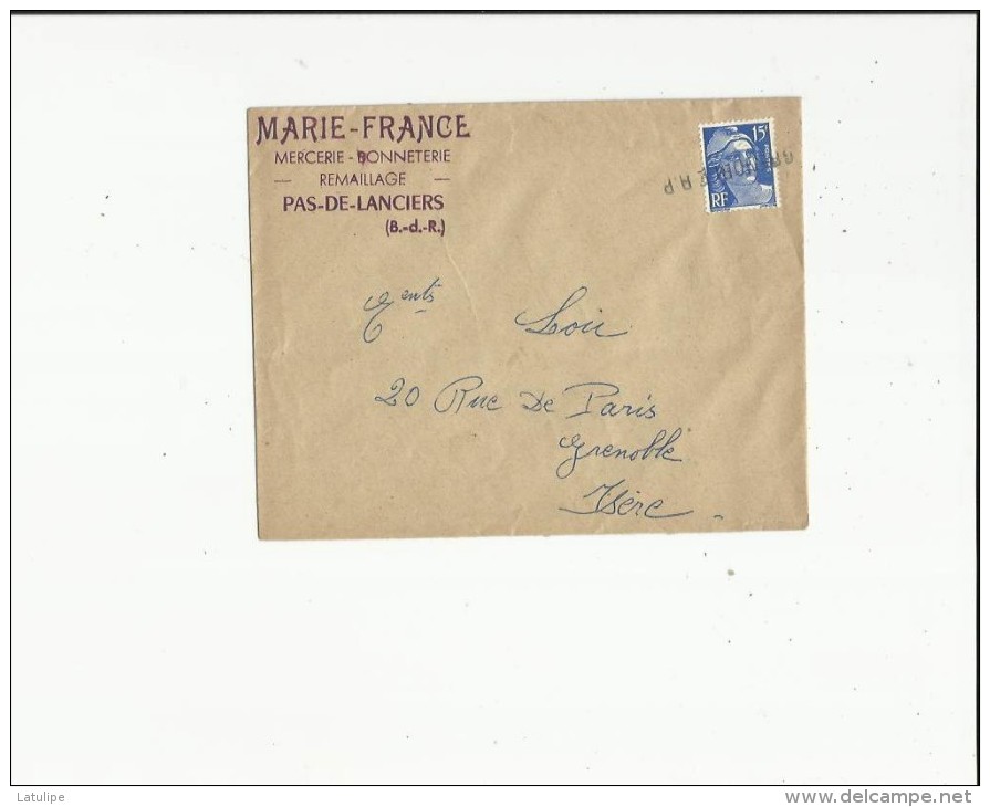 Enveloppe Timbrée De  MARIE-FRANCE -Mercerie-Bonneterie Remaillage Au Pas De Lanciers 13 - Maschinenstempel (Sonstige)