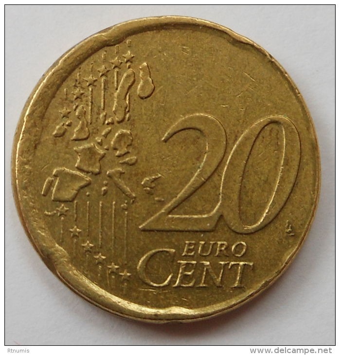 Allemagne Germany 20 Cent 2002 F  TRANCHE FAUTEE - Variétés Et Curiosités