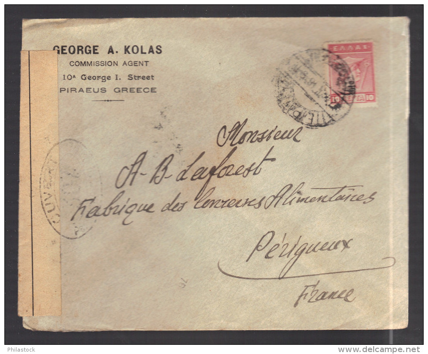 GRECE 1914/1918 Usages Courants Obl. S/enveloppe Censure Militaire Française - Covers & Documents