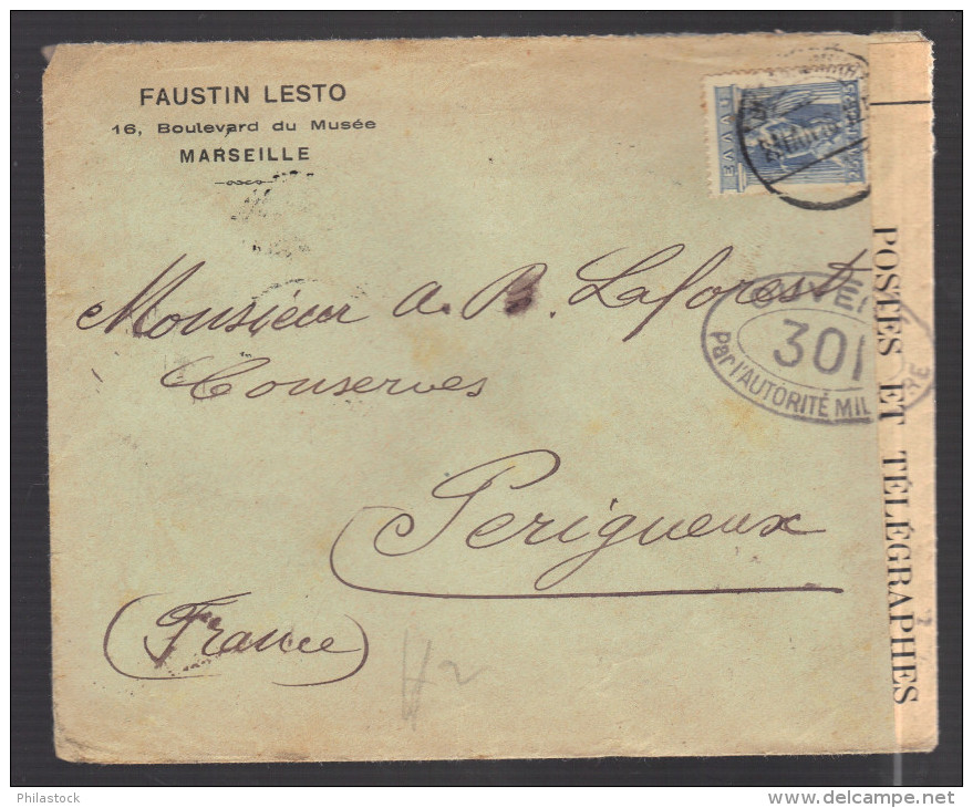 GRECE 1914/1918 Usages Courants Obl. S/enveloppe Censure Militaire Française - Storia Postale