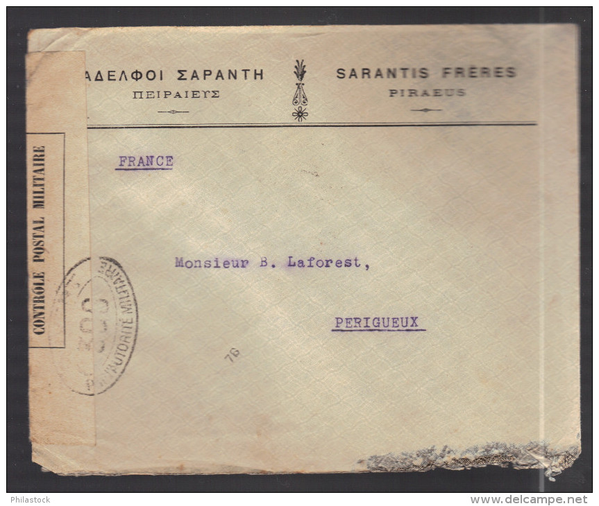 GRECE 1914/1918 Usages Courants Obl. S/enveloppe Censure Militaire Française - Cartas & Documentos