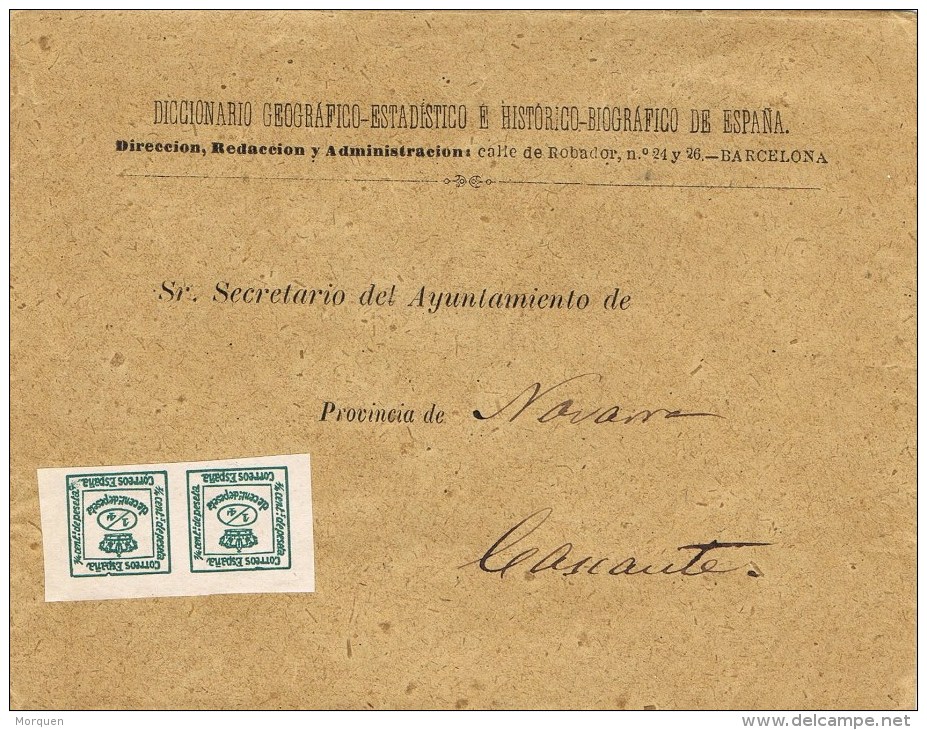 8763. Carta Impresos BARCELONA 1882. Diccionario Geografico Historico - Storia Postale