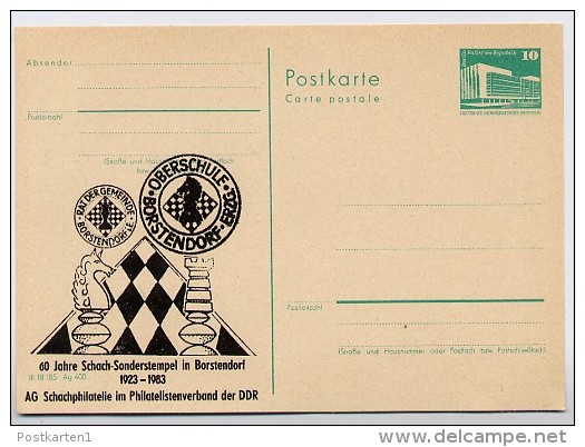 DDR P84-19-83 C28 Postkarte Zudruck SCHACH BORSTENDORF 1983 - Private Postcards - Mint