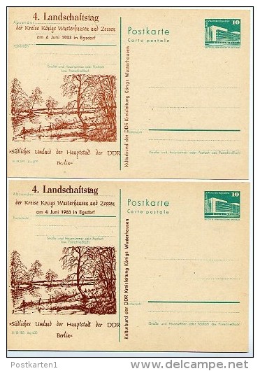 DDR P84-22b-83 C29-b Postkarten FARBVANRIANTEN Zudruck LANDSCHAFTSTAG EGSDORF 1983 - Cartes Postales Privées - Neuves