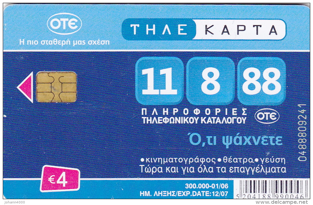 Telefonkarte Griechenland Chip OTE 2006   0488  Aufl. 300.000 St. - Griechenland
