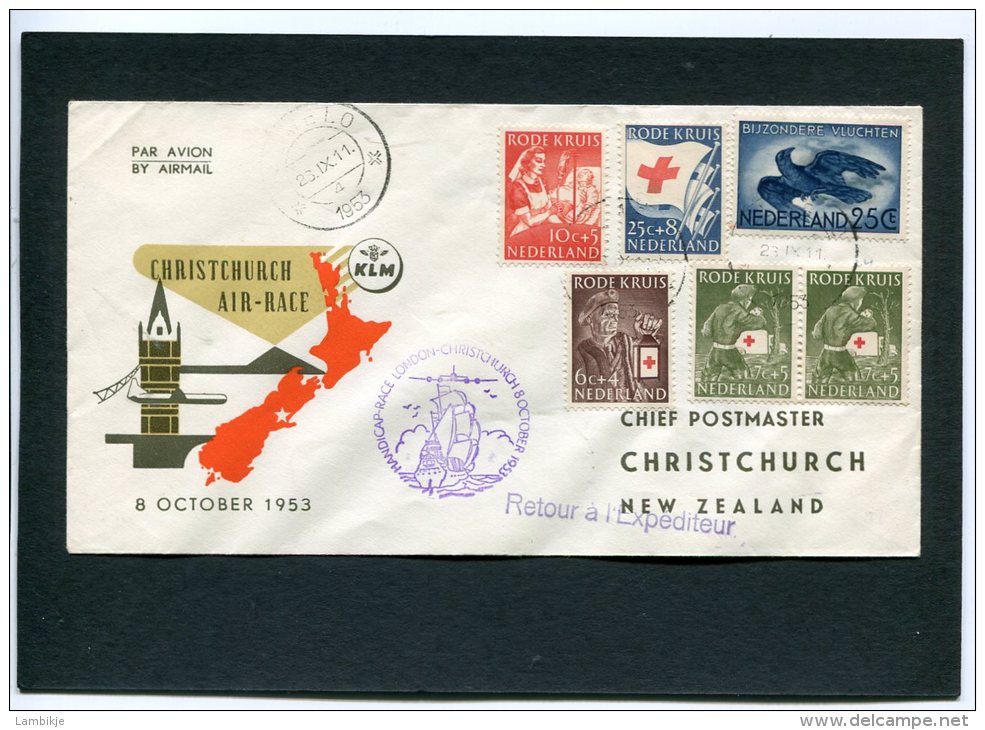 Nederland Luchtpost 1953 Christchurch Airrace - Lettres & Documents