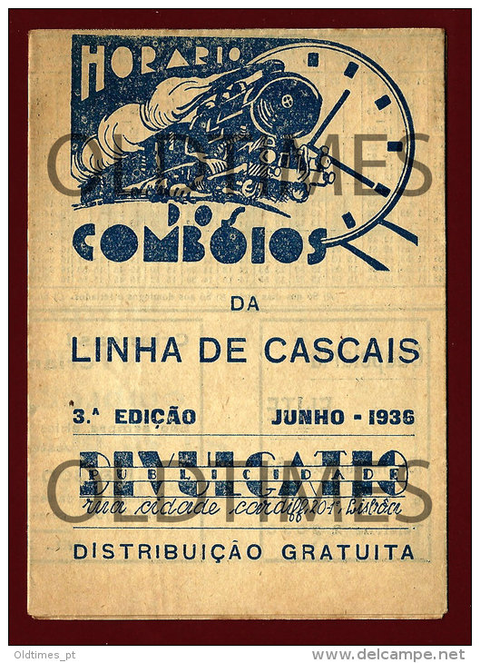 PORTUGAL - HORARIO DOS COMBOIOS DA LINHA DE CASCAIS  - VARIAS PUBLICIDADES - 1936 OLD TIMETABLE - Europe