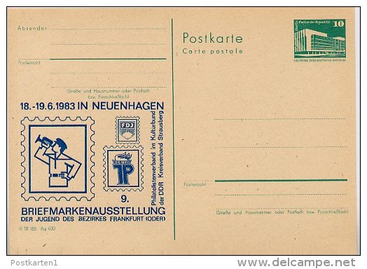 DDR P84-25-83 C32 Postkarte Zudruck AUSSTELLUNG NEUENHAGEN 1983 - Privatpostkarten - Ungebraucht