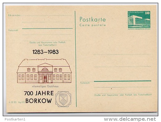 DDR P84-26-83 C33 Postkarte Zudruck 700 J. BORKOW 1983 - Cartes Postales Privées - Neuves