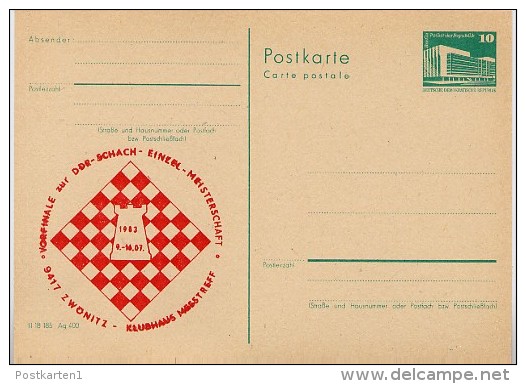 DDR P84-28a-83 C36-a Postkarte VORFINALE SCHACH Zwönitz 1983 - Postales Privados - Nuevos