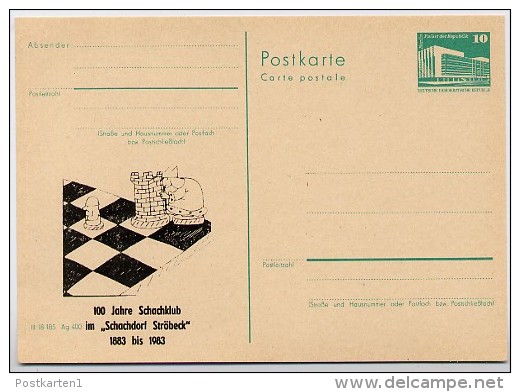 DDR P84-37b-83 C45 Postkarte Zudruck SCHACHDORF STRÖBECK 1983 - Cartes Postales Privées - Neuves