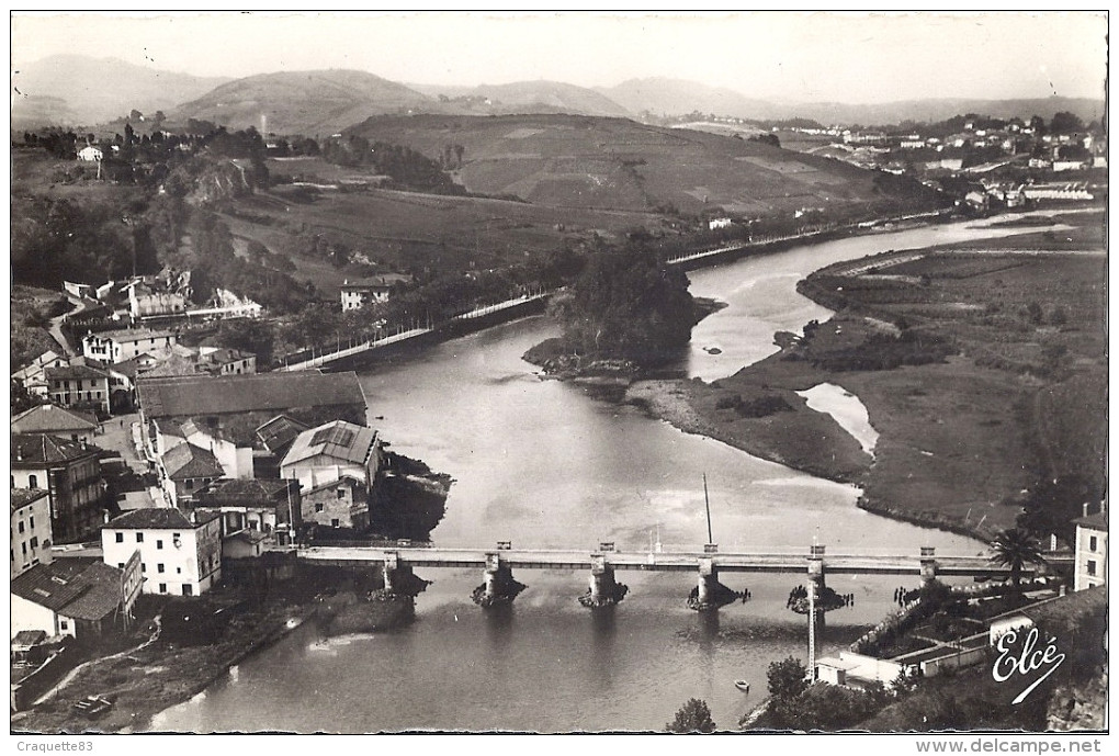 BEHOBIE  LE PONT INTERNATIONAL ET LA BIDOSSOA  . à Gauche L'espagne Au Font Irun - Béhobie