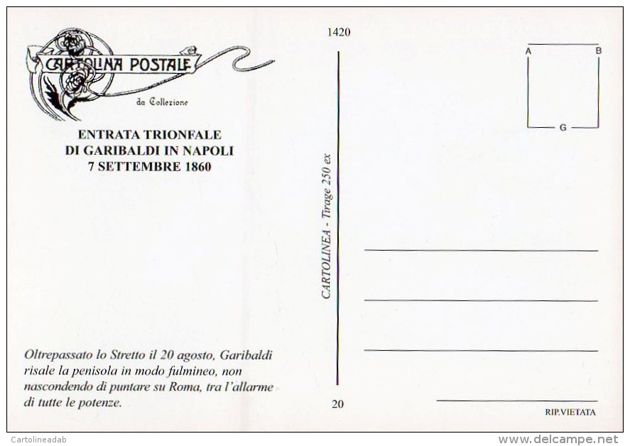 [DC1420] CARTOLINEA - IL RILANCIO GARIBALDINO: I MILLE - ENTRATA TRIONFALE IN NAPOLI (20) - Histoire