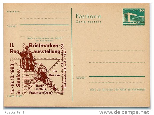 DDR P84-39-83 C46 Postkarte Zudruck DENKMAL SEELOW 1983 - Cartes Postales Privées - Neuves