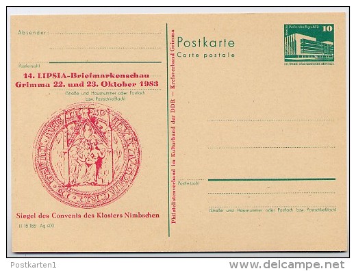 DDR P84-42-83 C49 Postkarte Zudruck SIEGEL CONVENT KLOSTER NIMBSCHEN 1983 - Privatpostkarten - Ungebraucht