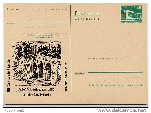 DDR P84-43b-83 C50-b Postkarte Zudruck ALTER KALKOFEN Rüdersdorf 1983 - Postales Privados - Nuevos