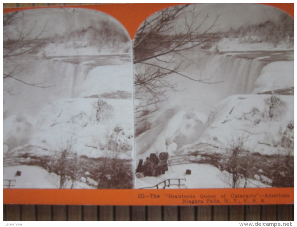 CPA Carte Postale Stéréoscopique -les Chutes Du Niagara Falls  American Beautiful Queen Of Cataracts NY - Stereoscope Cards