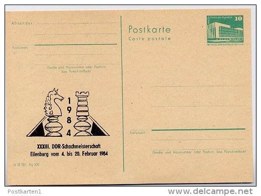 DDR P84-2-84 C59 Postkarte Zudruck SCHACH EILENBURG 1984 - Cartes Postales Privées - Neuves