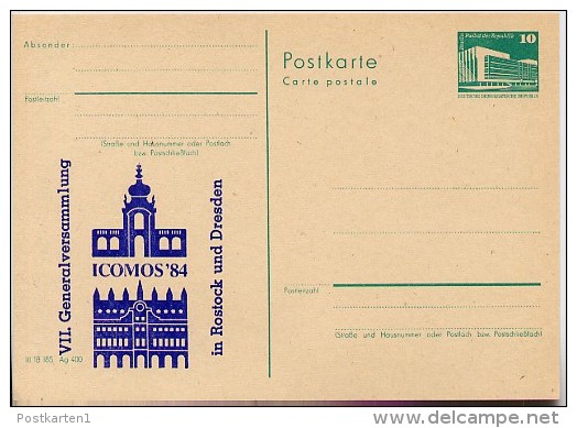 DDR P84-7-84 C67 Postkarte Zudruck ICOMOS Rostock 1984 - Cartes Postales Privées - Neuves