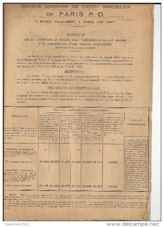 Notice Conditions Pour L'obtention D'un Prêt "APPLICATION Lois RIBOT ET LOUCHEUR" 4pages, Plié - Right