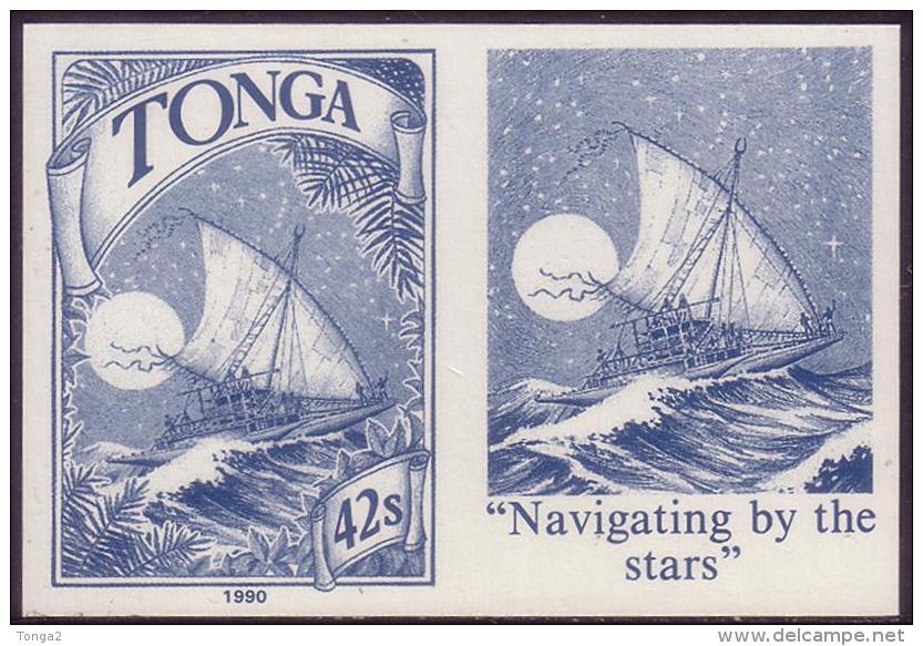 Tonga 1990 Imperf Plate Proof Pair - Astronomy - Navigating By The Stars - Astronomie
