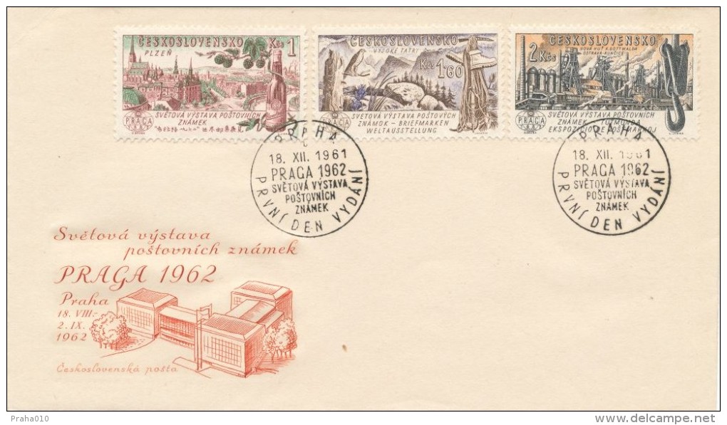 Czechoslovakia / First Day Cover (1961/18 A), Praha (b) - Theme: PRAGA 1962 (Czechoslovak Pavilion EXPO 58) - 1958 – Brussels (Belgium)