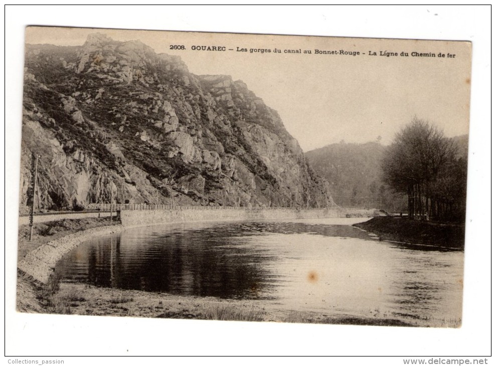 Cp , 22 , GOUAREC , Les Gorgesdu Canal Au Bonnet Rouge , La Ligne Du Chemin De Fer , Vierge - Gouarec