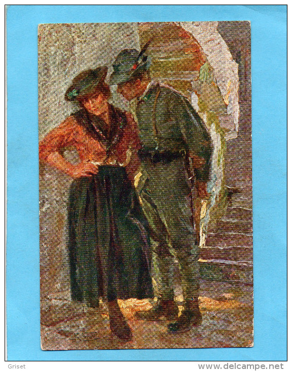 Guerre 14-18-patriotique ITALIENNE-" Arrivederci" Uillust R GALLI-bersaglieri Et Sa Promise- Voyagé En 1916 - Guerre 1914-18